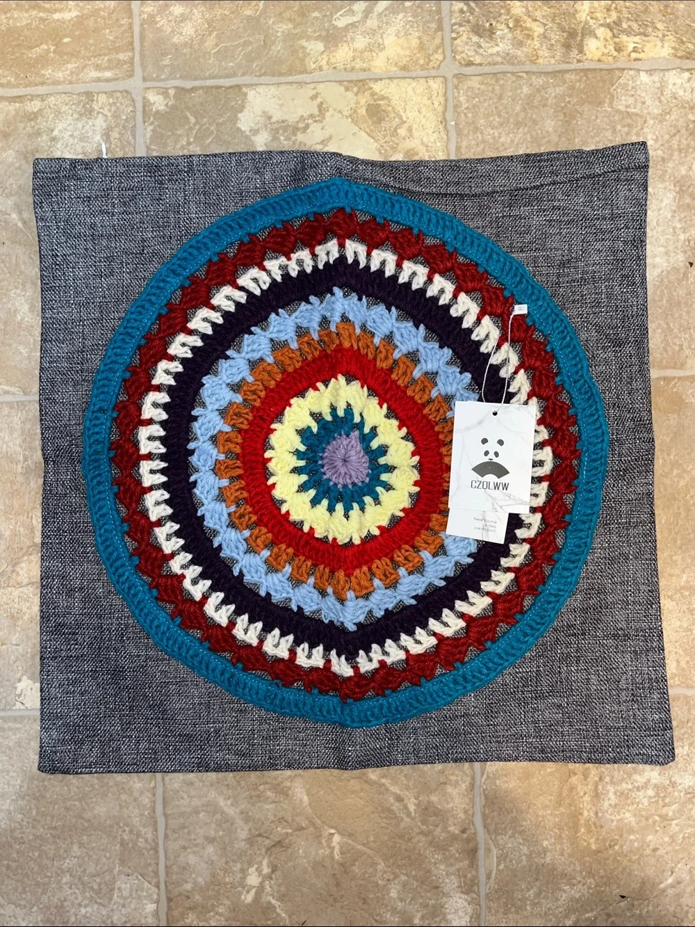 NWT Multicolor Crochet Accent Pillow Cover